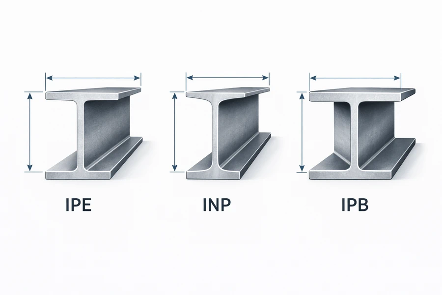 مقایسه مقطع تیرآهن IPE، INP و IPB در جدول اشتال