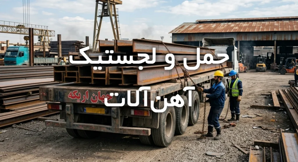 عملیات حمل و بارگیری تخصصی آهن‌آلات با تریلی و جرثقیل در جهان اریکه